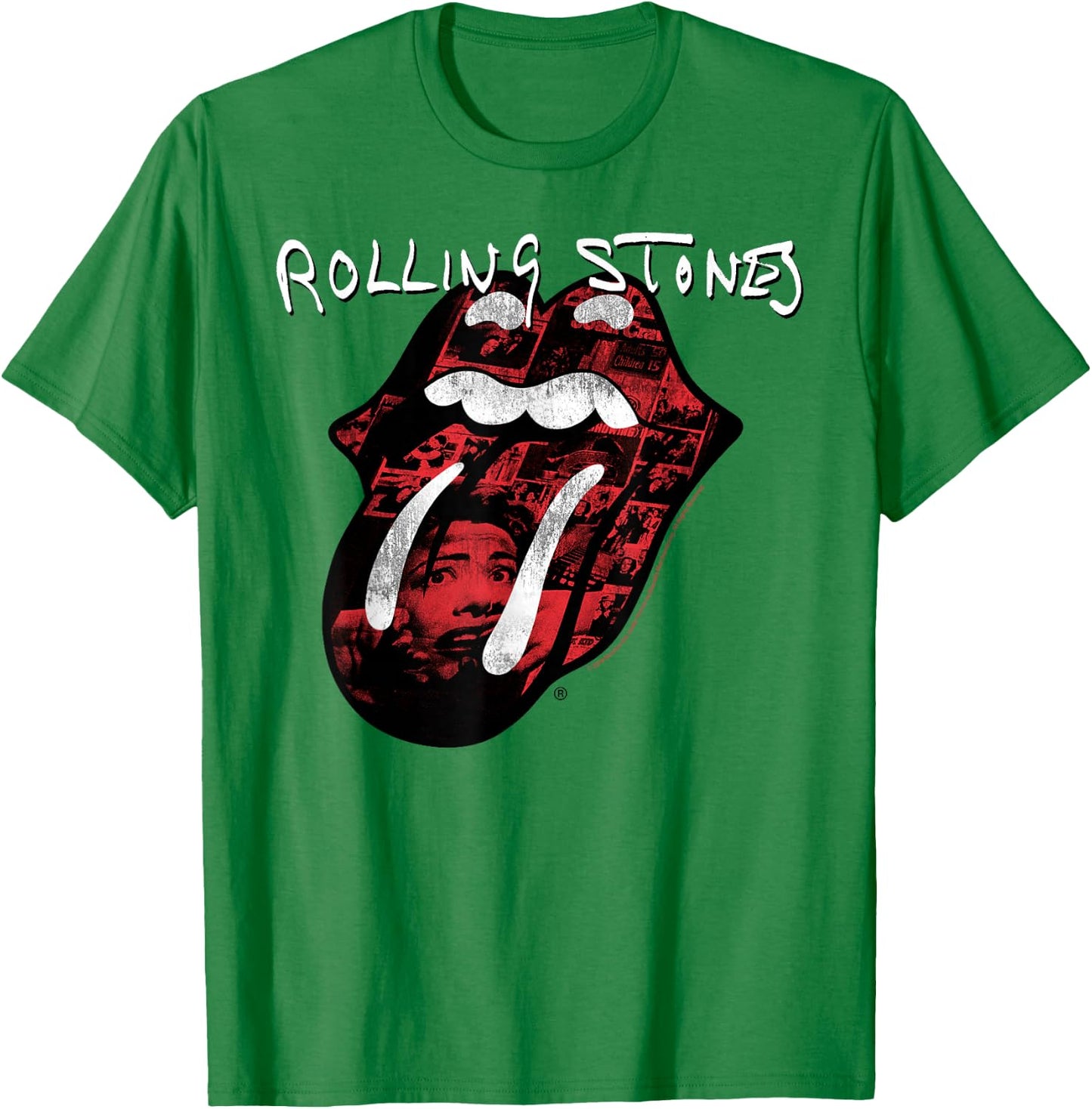 Rolling Stones Official Exile Tongue Photos T-Shirt - T-Shirt | Irish Green
