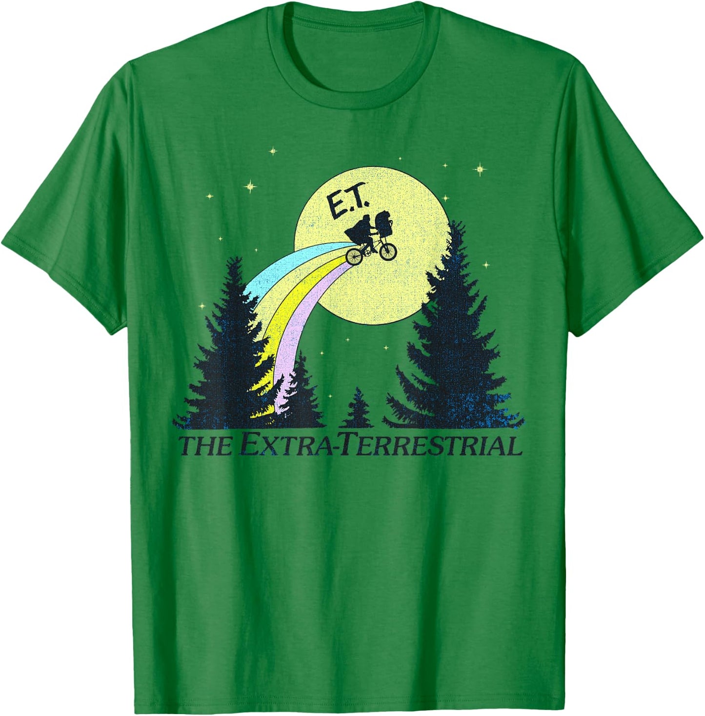 E.T. The Extra-Terrestrial Rainbow Bike Trail Sketch T-Shirt - T-Shirt | Irish Green