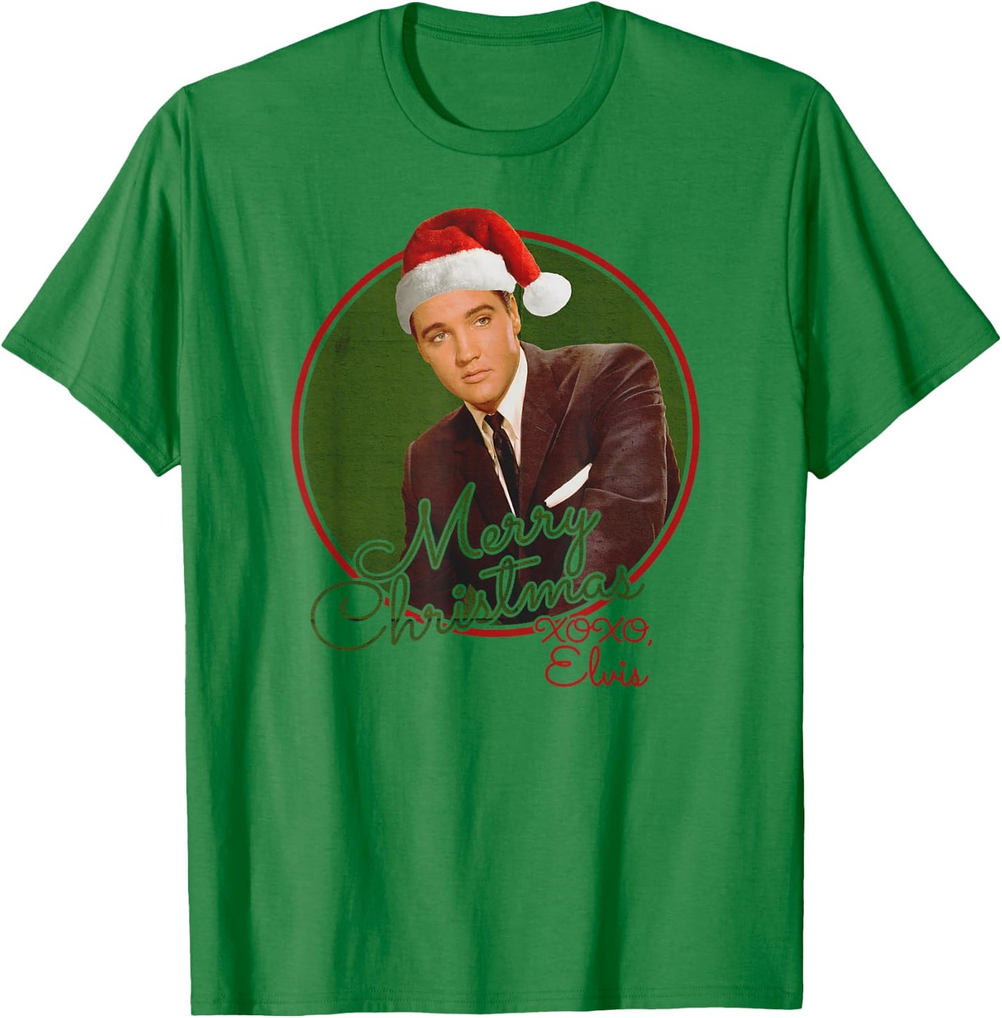 Elvis Presley Official Merry Christmas XOXO, Elvis! T-Shirt - T-Shirt | Irish Green