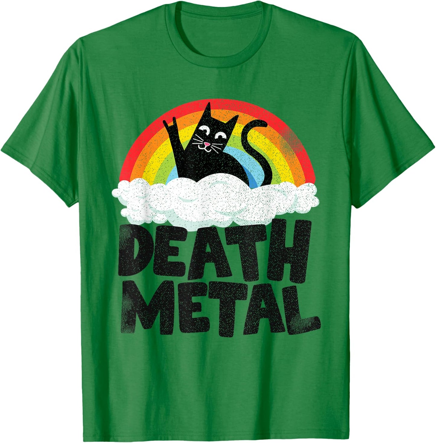 Cat Rainbow Heavy Metal Band Kids Goth Funny Death Metal T-Shirt - T-Shirt | Irish Green