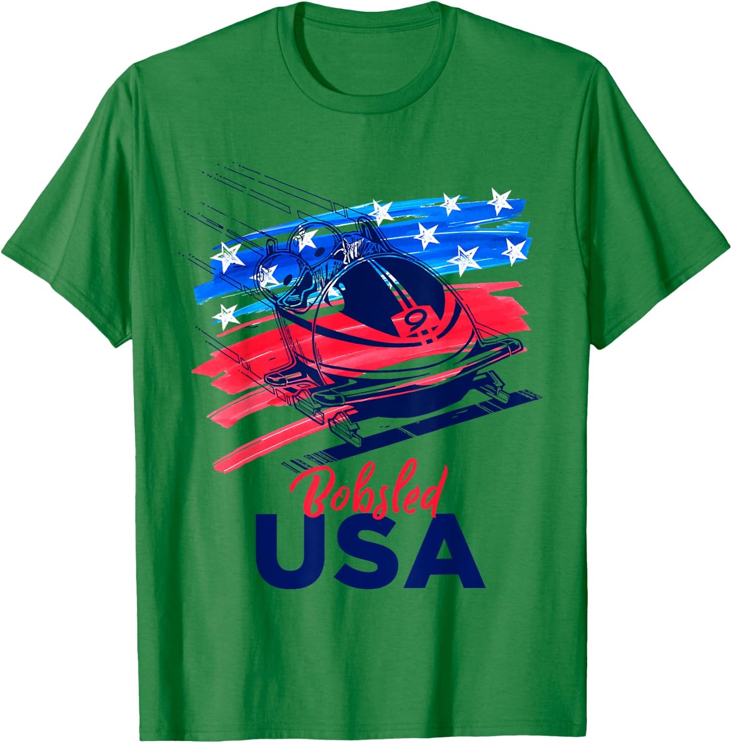 Bobsled USA Support the Team USA Flag Skeleton Winter T-Shirt - T-Shirt | Irish Green