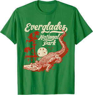 Everglades National Park Vintage Crocodile Alligator Florida T-Shirt - T-Shirt | Irish Green
