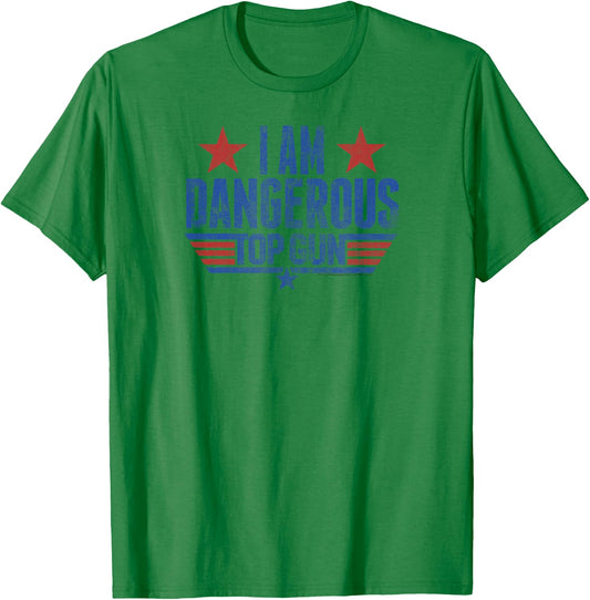 Top Gun I Am Dangerous Logo Action Movie T-Shirt - T-Shirt | Irish Green
