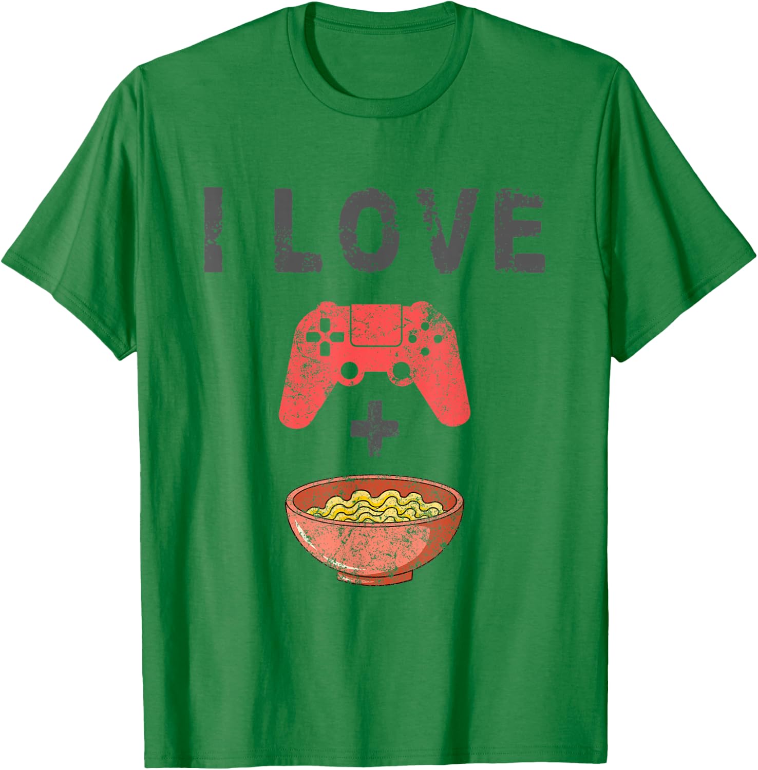 I Love Ramen and Gaming Funny Retro Noodles Gamer Small T-Shirt - T-Shirt | Irish Green