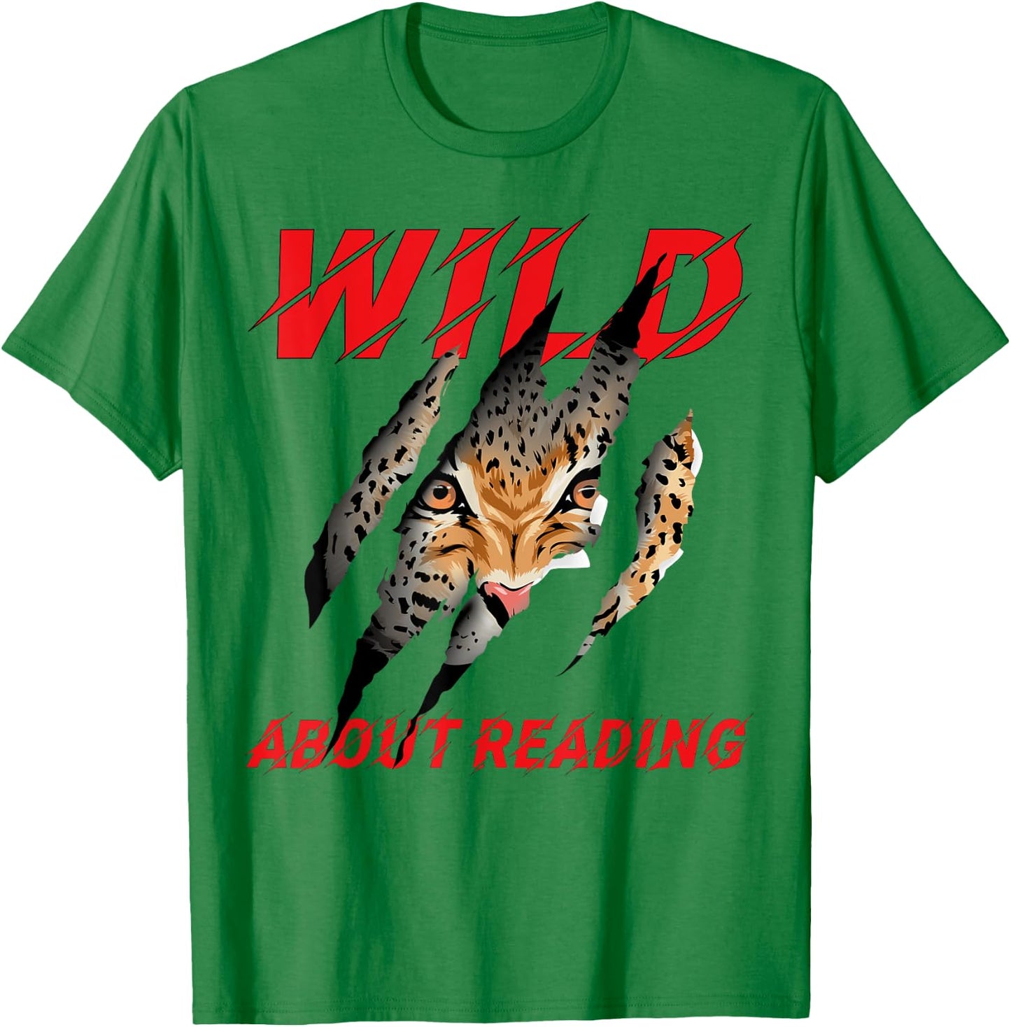 Wild About Reading Leopard Claw I Love Reading Book Lover T-Shirt - T-Shirt | Irish Green
