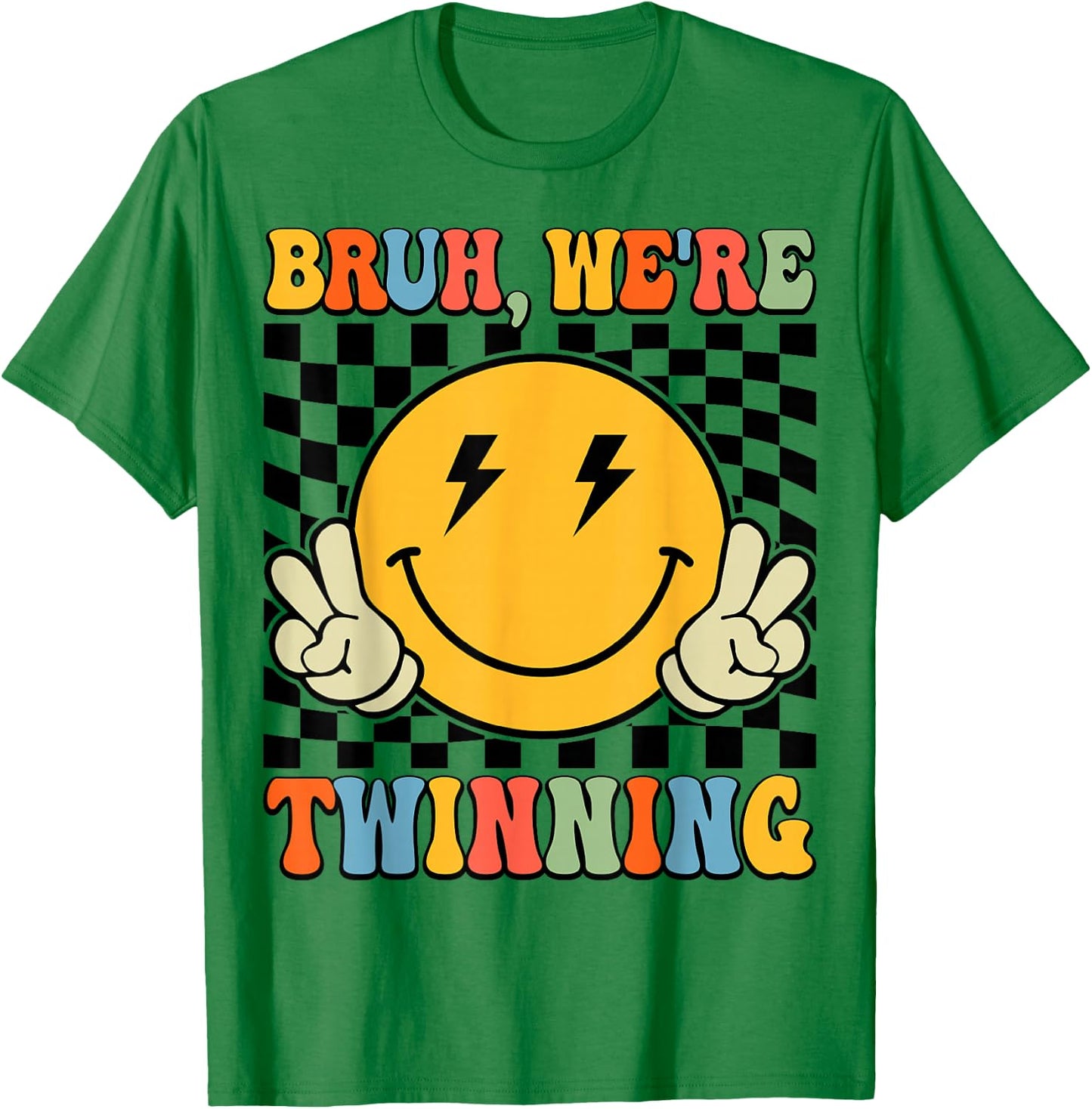 Bruh We're Twinning Retro Twin Day Spirit Week Boys Kids T-Shirt - T-Shirt | Irish Green