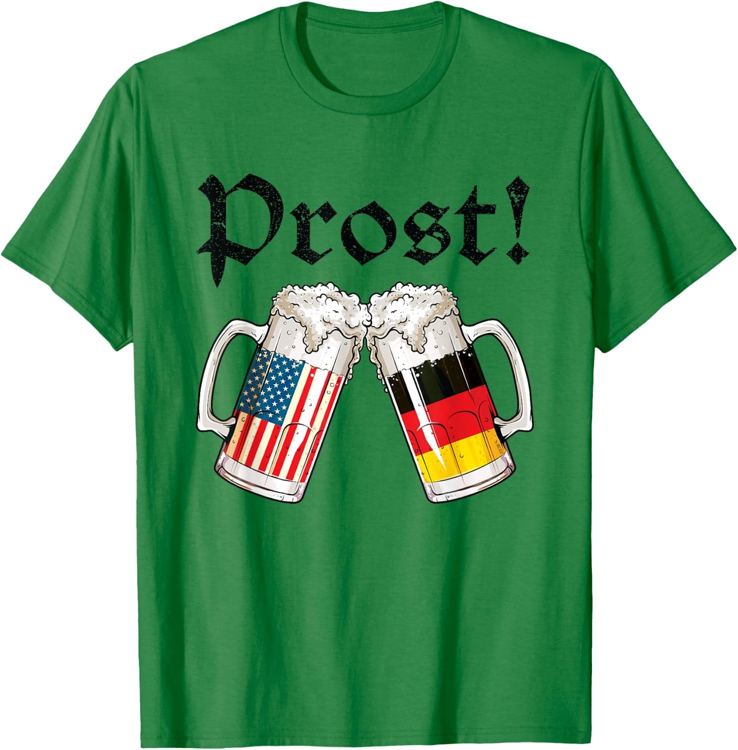Oktoberfest Shirt American German Flag Beer Prost T-Shirt - T-Shirt | Irish Green