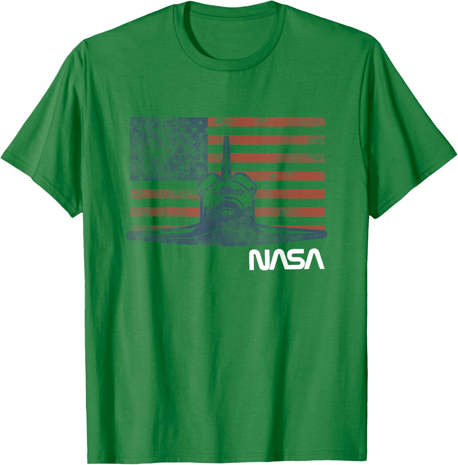NASA Americana Space Shuttle Vintage US Retro Flag Poster T-Shirt - T-Shirt | Irish Green