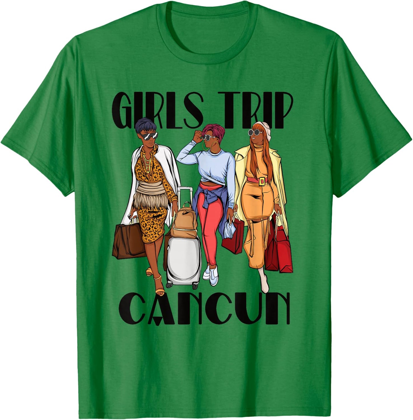Girls Trip Cancun 2026 Mexico Vacation Weekend Black Women T-Shirt - T-Shirt | Irish Green