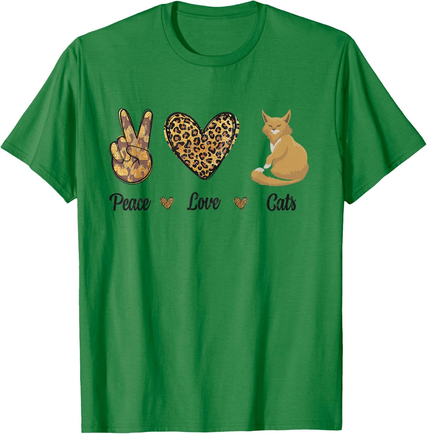 Peace Love Cats Leopard Cats Kitten Owner Kitty Lovers Women T-Shirt - T-Shirt | Irish Green