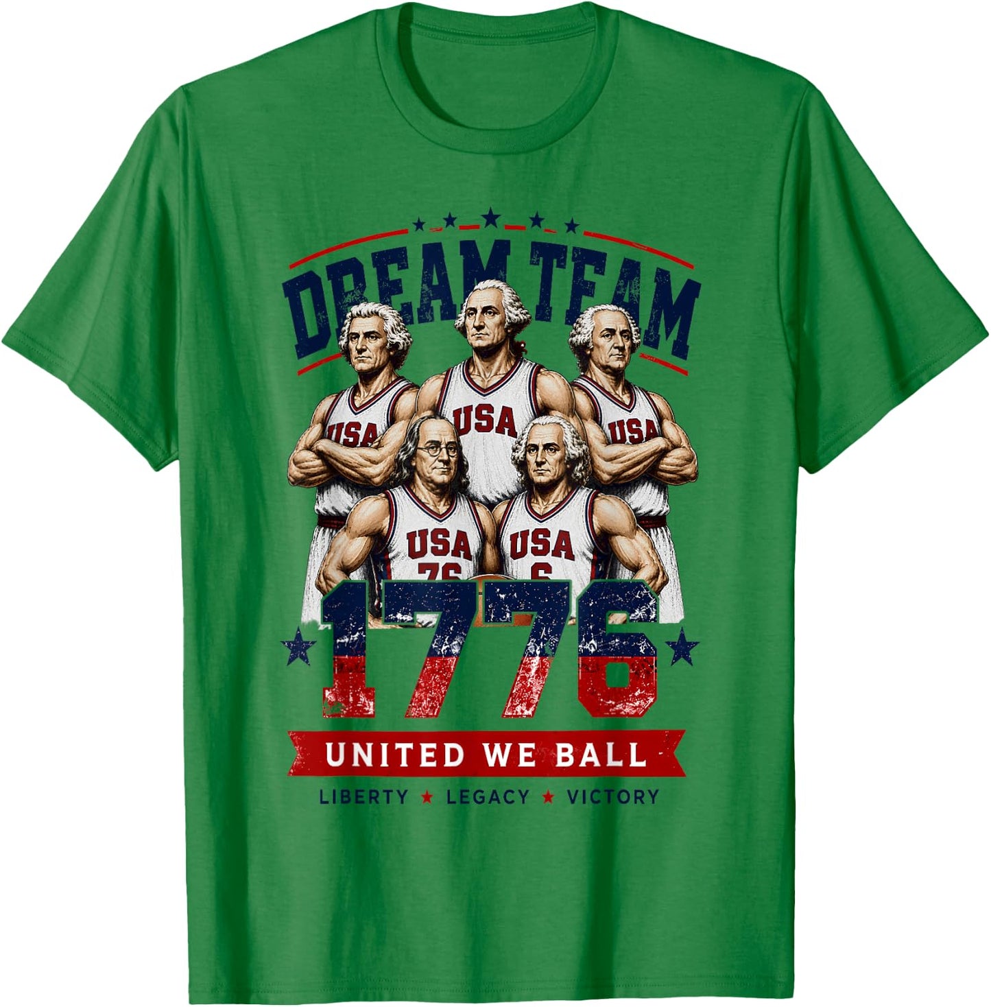 Dream Team 1776 Funny Founding Fathers Basketball 4th July T-Shirt - T-Shirt | Irish Green