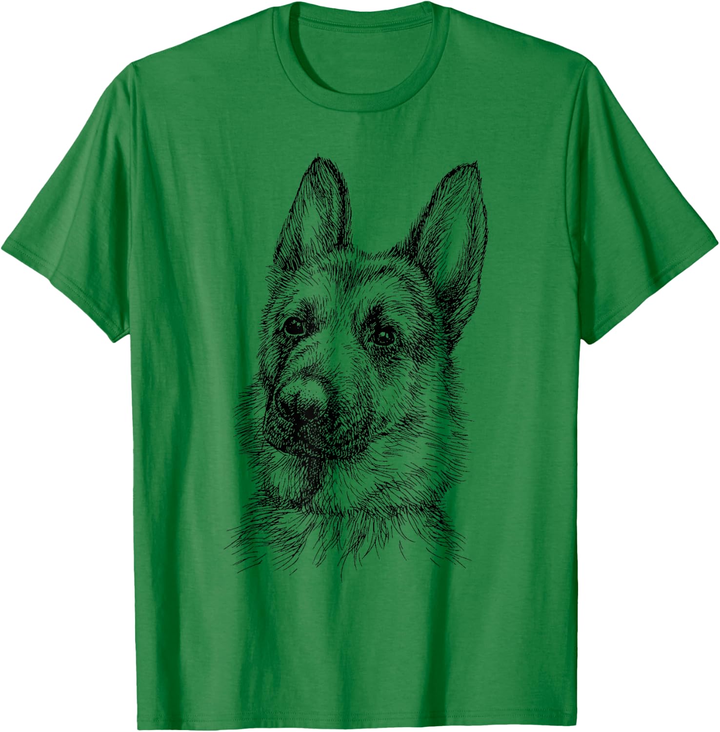 Portrait Drawing German Shepherd for Dog Owners T-Shirt - T-Shirt | Irish Green