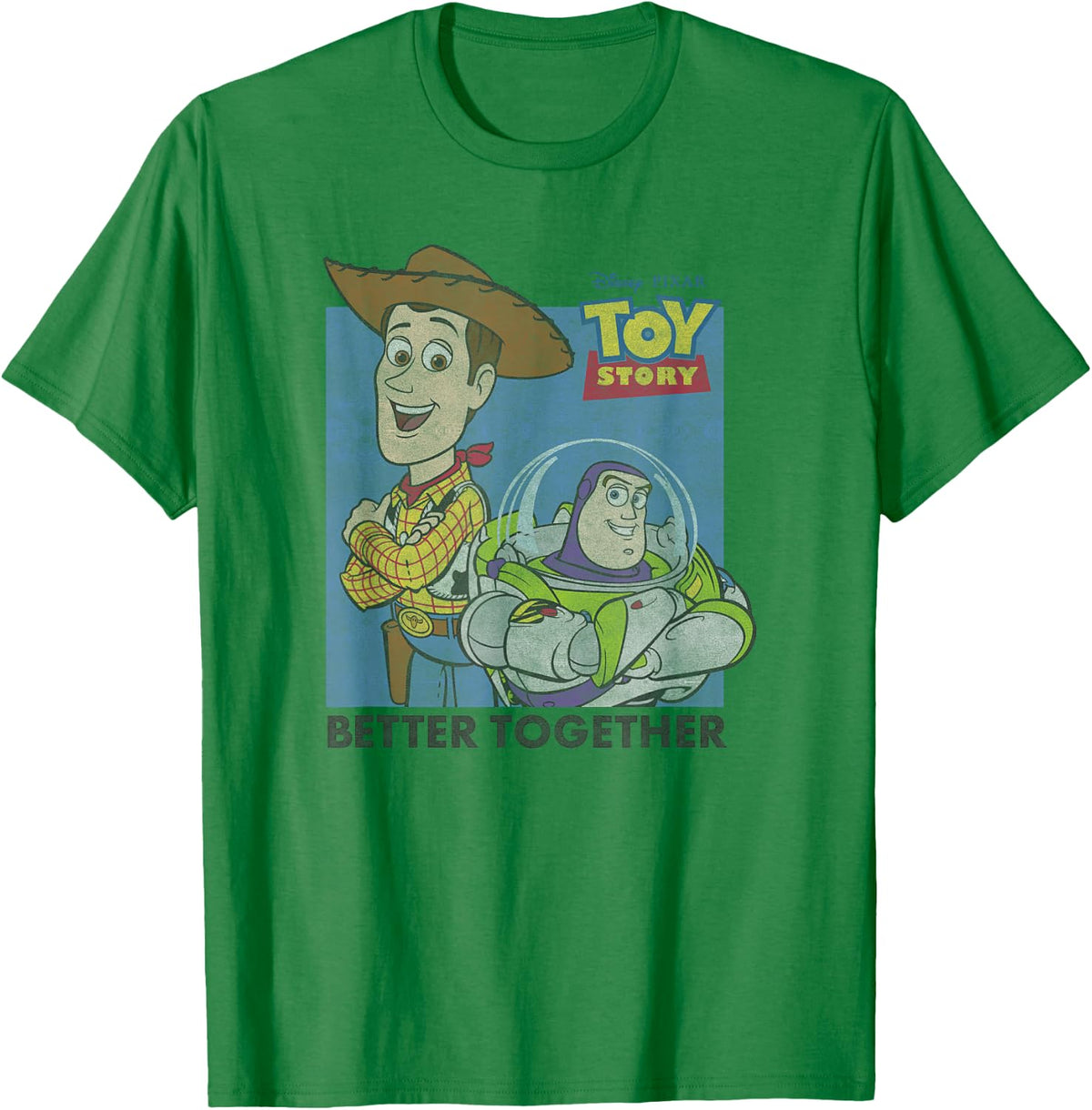 Disney Pixar Toy Story Buzz and Woody Better Together Poster T-Shirt - T-Shirt | Irish Green