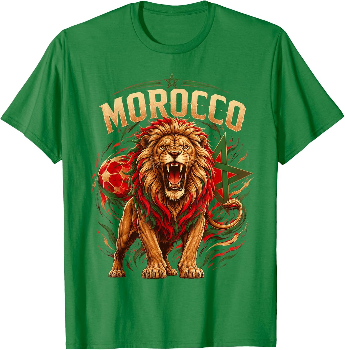Morocco Flag Red Green Proud Moroccan Men Women Morocco Lion T-Shirt - T-Shirt | Irish Green