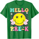 Hello Pre-K Teacher Kids Girl Back To School Prek Groovy T-Shirt - T-Shirt | Irish Green