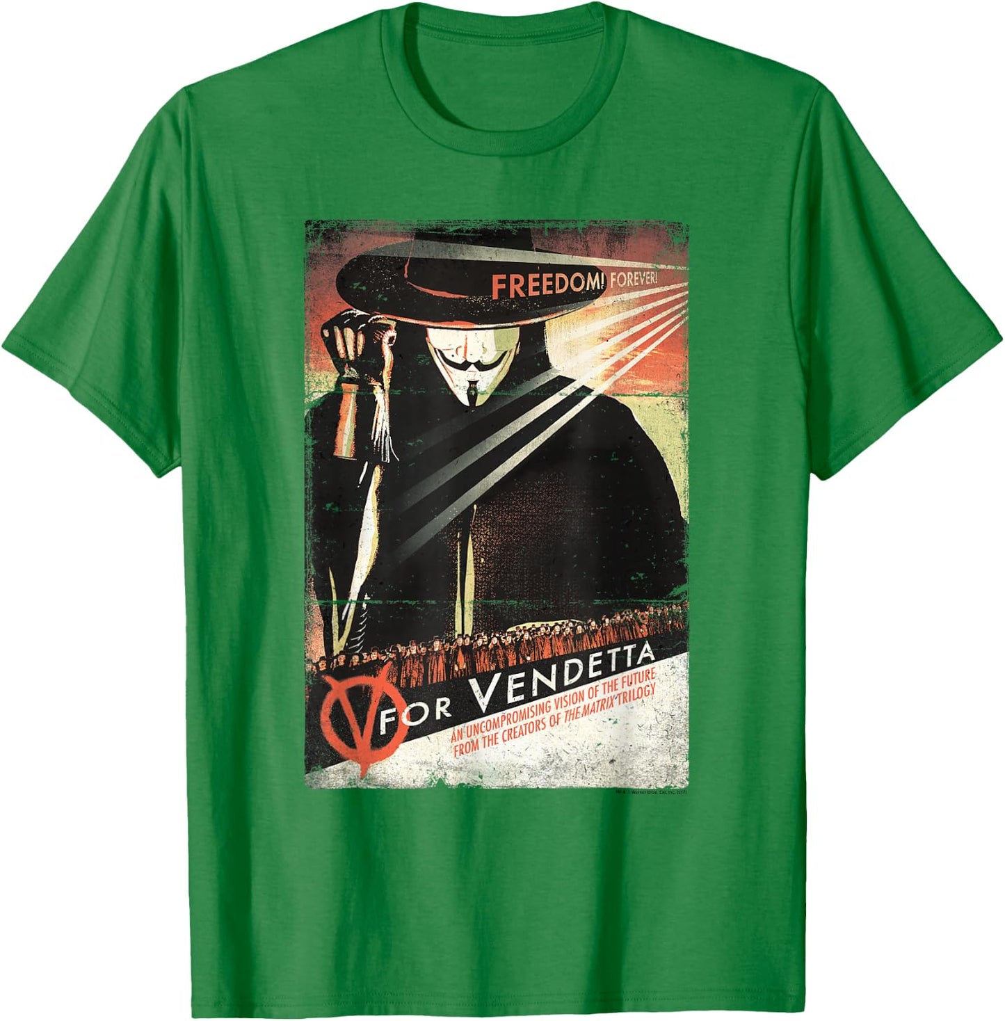 V for Vendetta Distressed Poster T-Shirt - T-Shirt | Irish Green