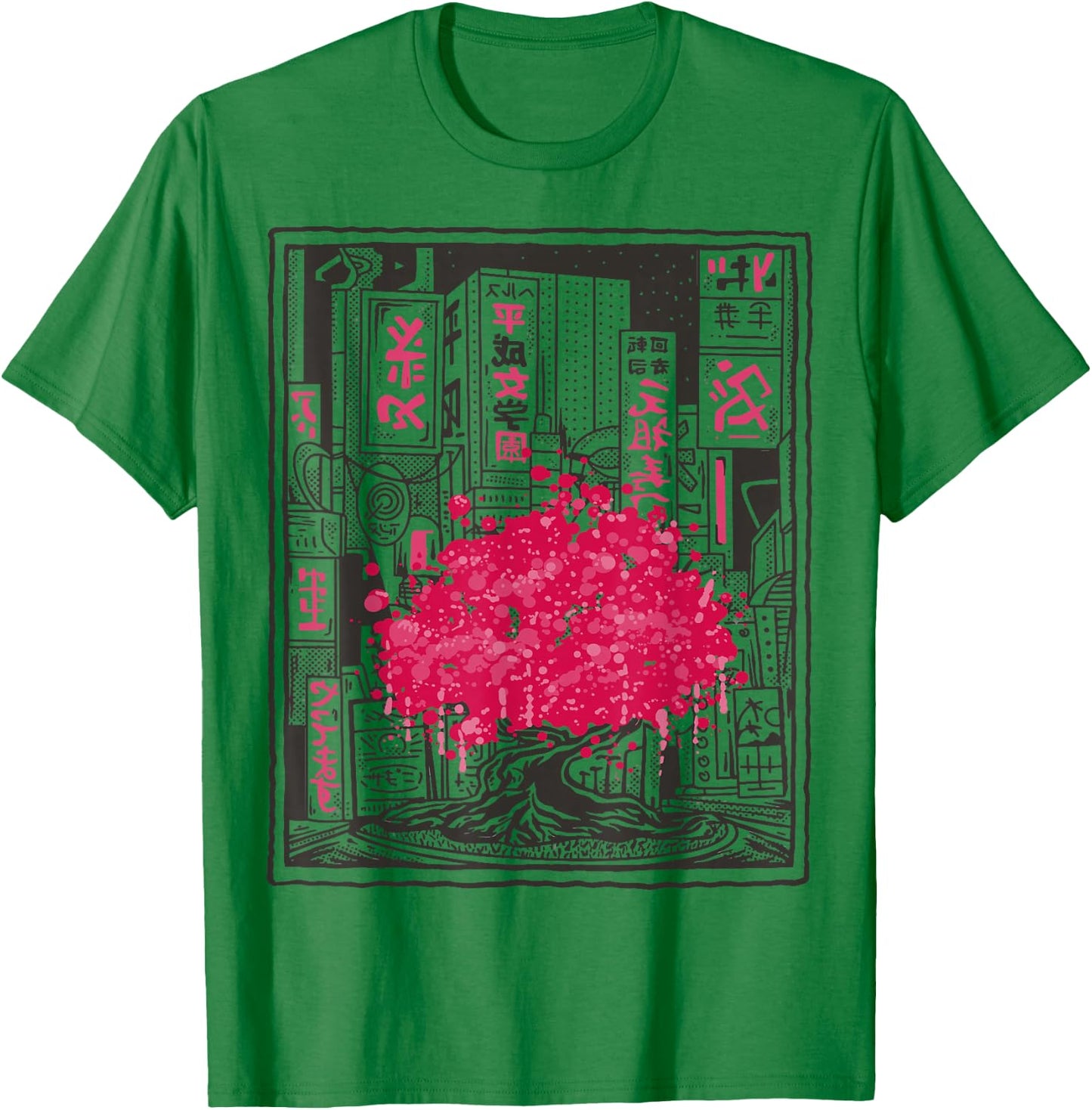 Japanese Cherry Blossom Tree City Sakura T-Shirt - T-Shirt | Irish Green