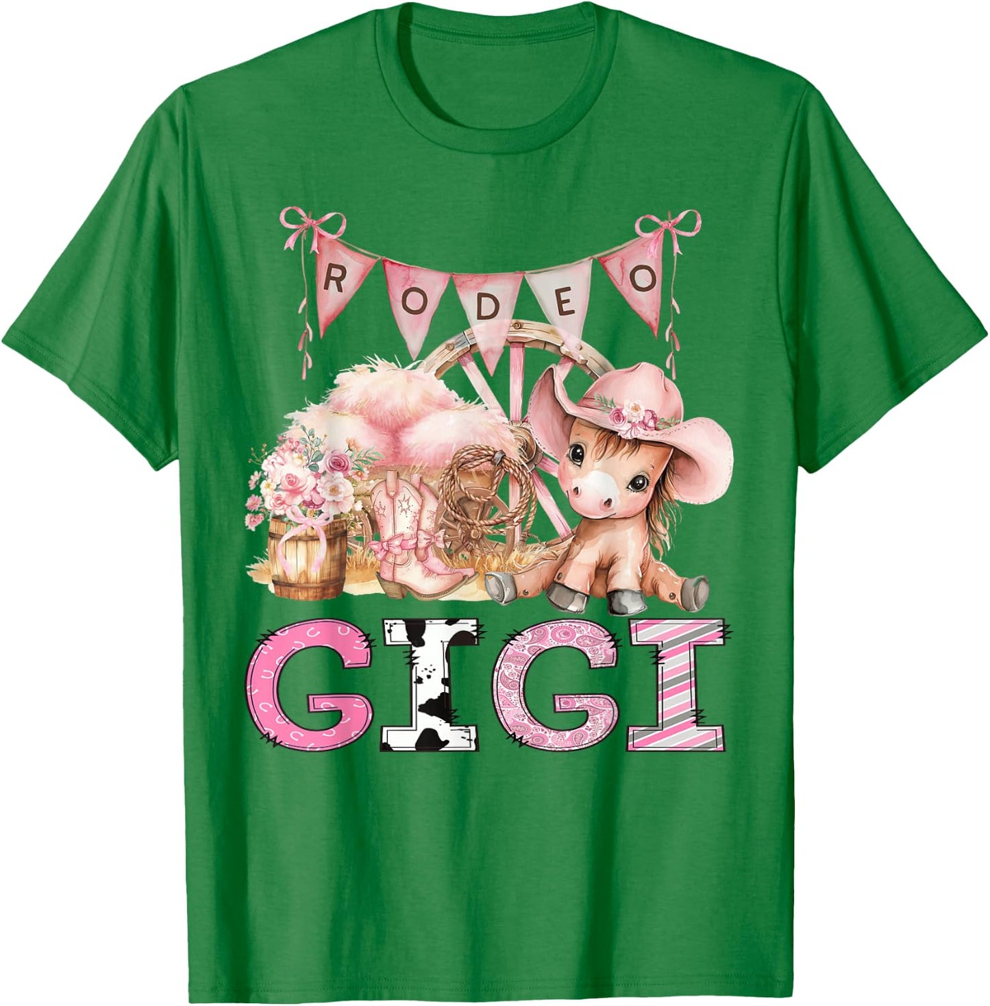 Rodeo Gigi Pink Cowgirl Coquette 1St Birthday Girl T-Shirt - T-Shirt | Irish Green