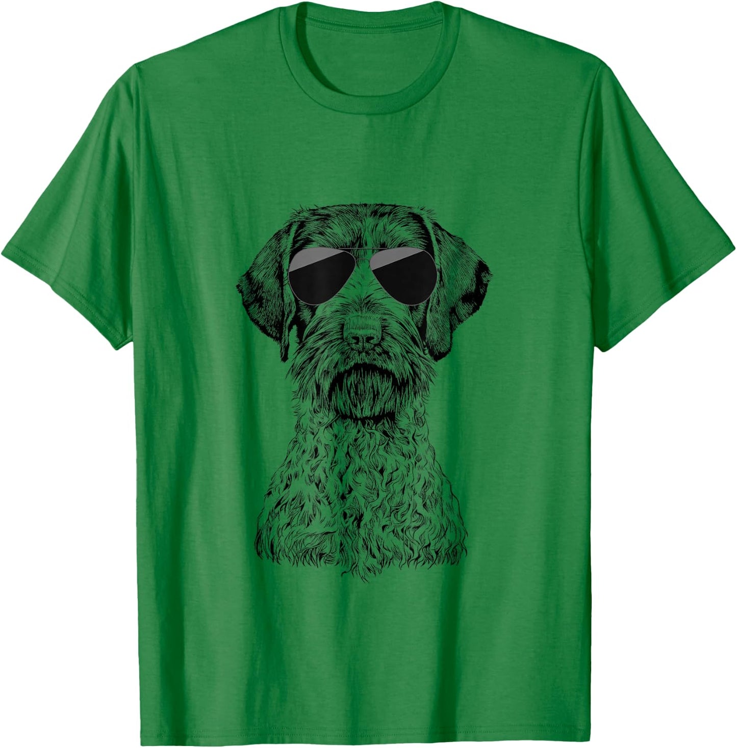 German Wirehaired Pointer GWP Dog with Sunglasses T-Shirt - T-Shirt | Irish Green