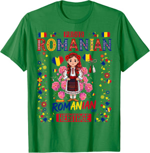 Romanian Flag Outfit Idea for Girls & Romania Folk Themed T-Shirt - T-Shirt | Irish Green