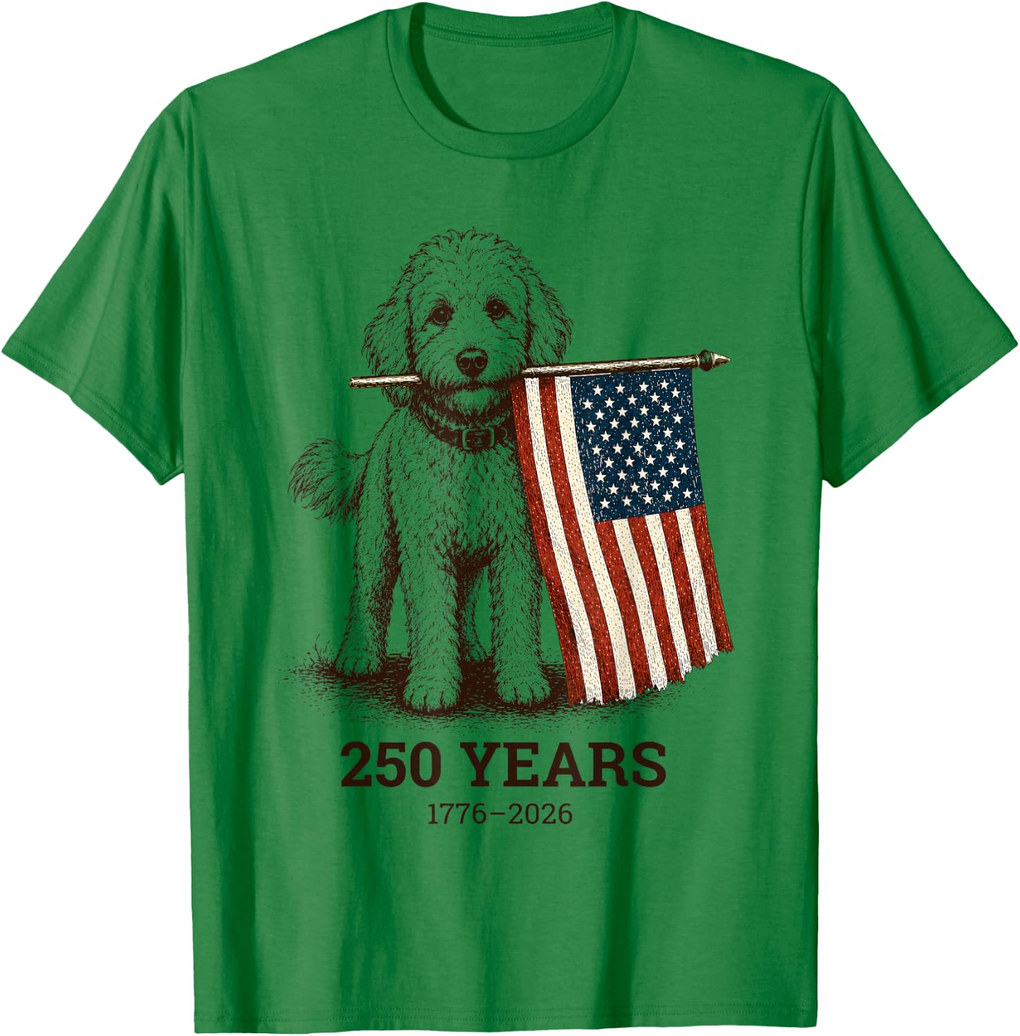 Vintage Goldendoodle Patriotic Dog 250 Years 1776 2026 T-Shirt - T-Shirt | Irish Green