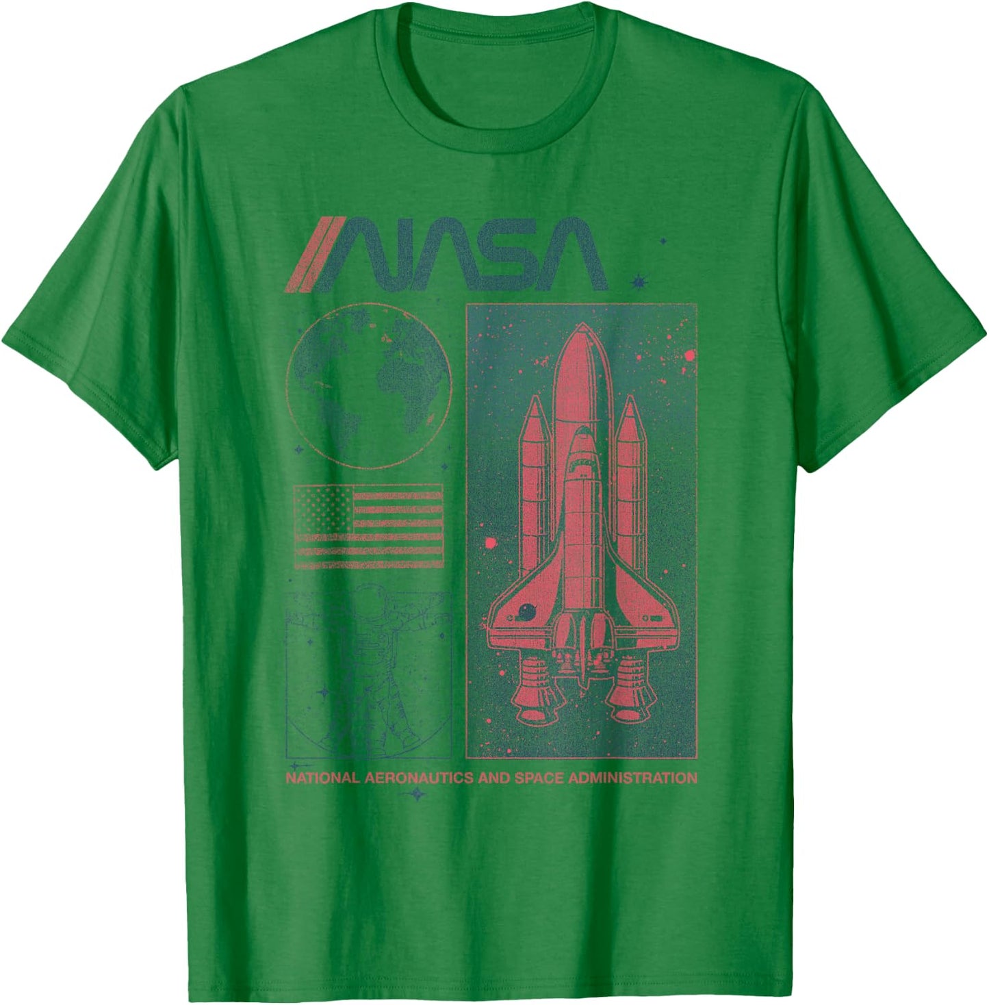 NASA Vintage Shuttle Astronaut Poster Style T-Shirt - T-Shirt | Irish Green