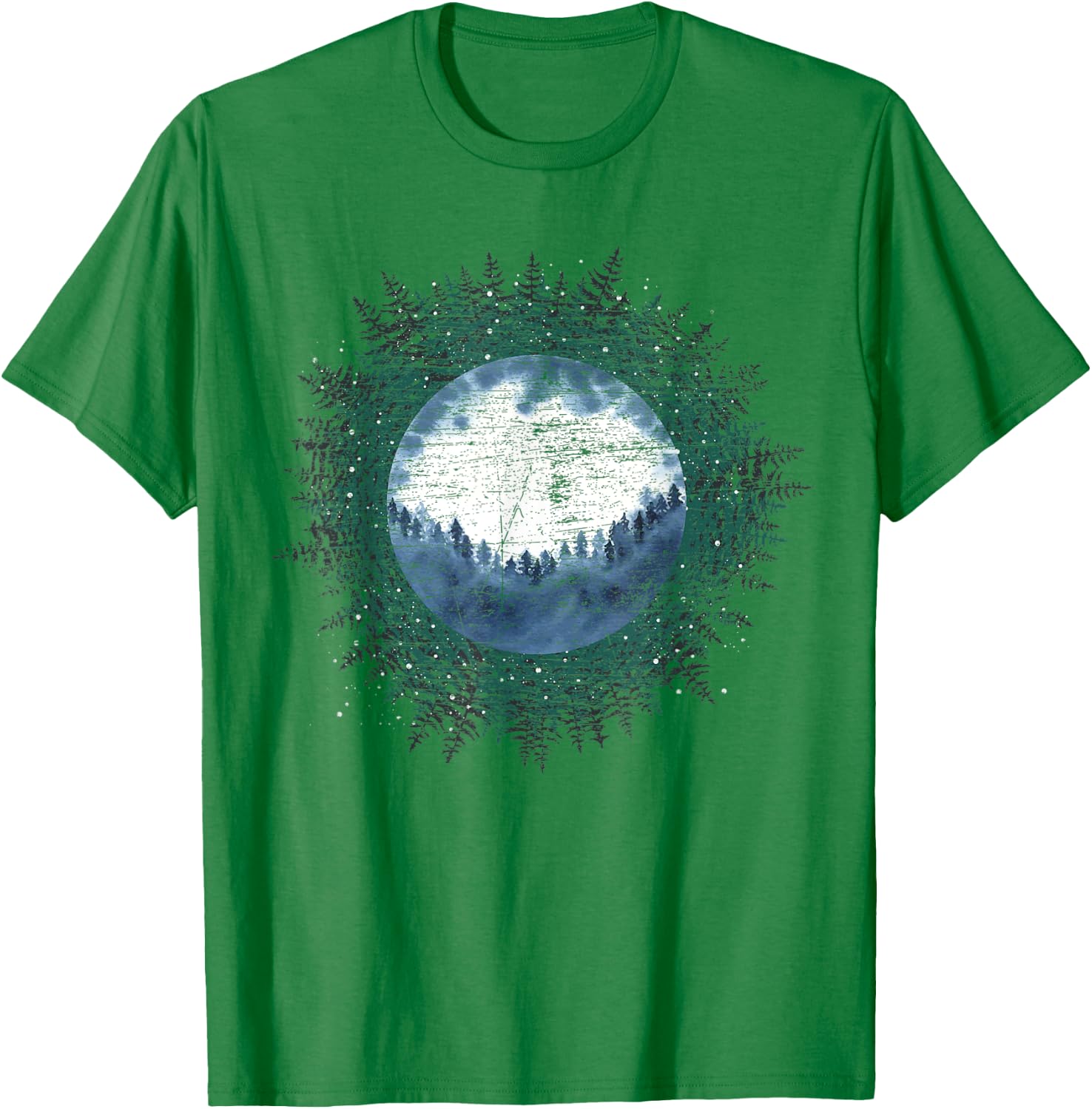 Moonlight Outdoor Wild Trees Wildlife Forest Moon Nature T-Shirt - T-Shirt | Irish Green