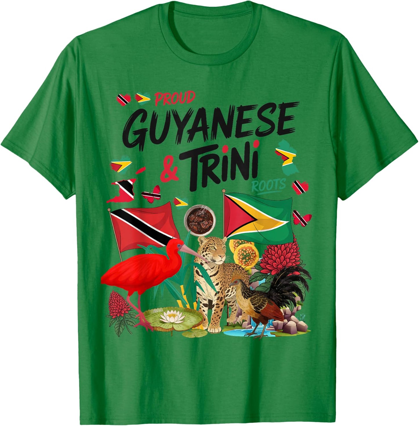 Trinidad & Guyana Flag Outfit Idea for Kids Guyanese Roots T-Shirt - T-Shirt | Irish Green