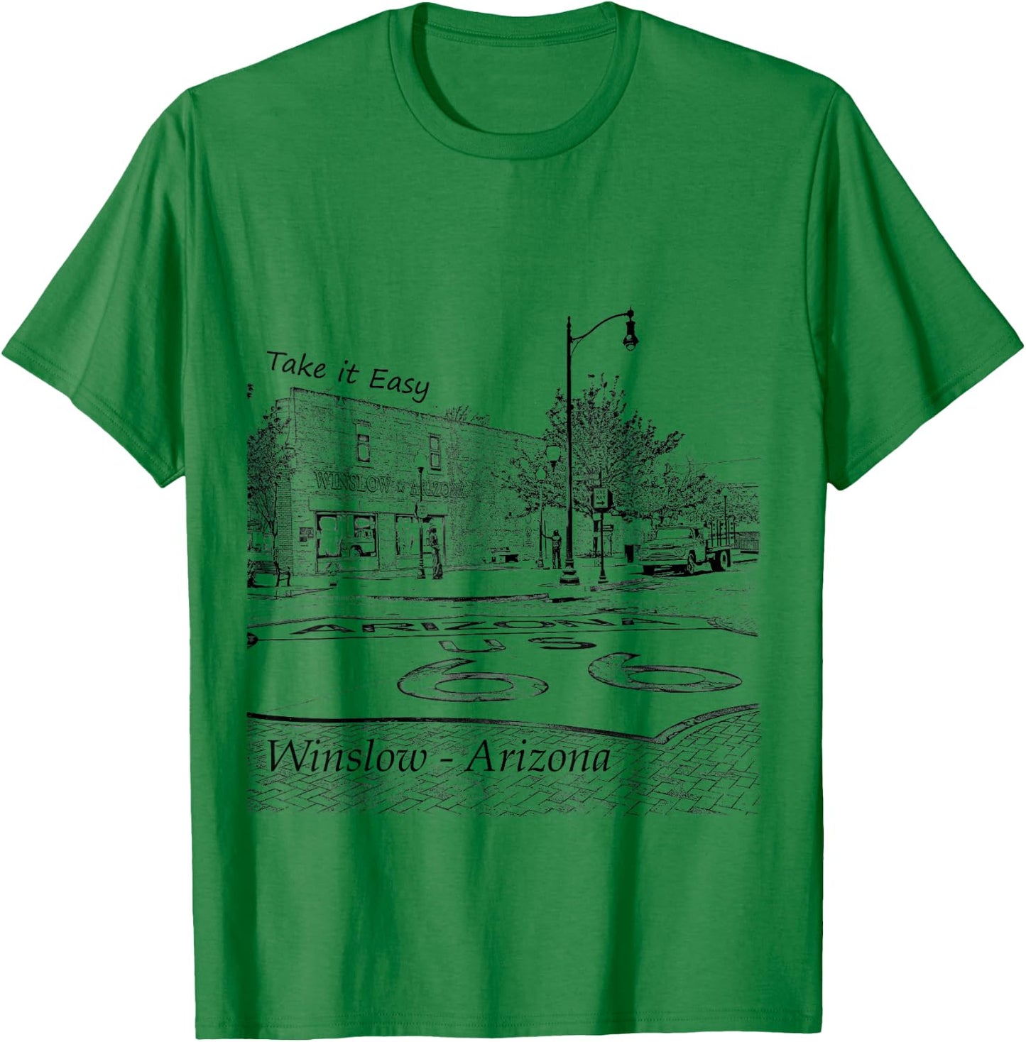 Winslow Arizona AZ US 66 take it Easy est. 1926 Mother Road T-Shirt - T-Shirt | Irish Green