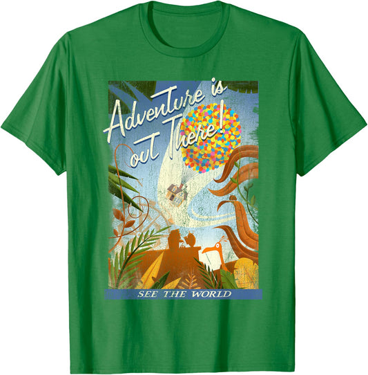 Disney Pixar Up Poster Distressed Vintage Graphic T-Shirt - T-Shirt | Irish Green