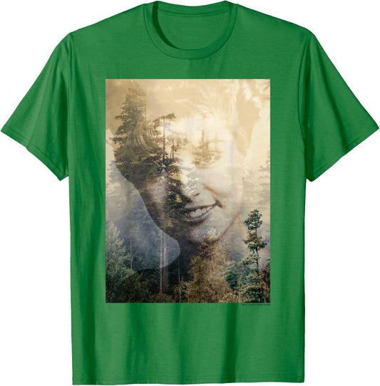 Twin Peaks Laura Double Exposed Forest Photo Graphic T-Shirt - T-Shirt | Irish Green