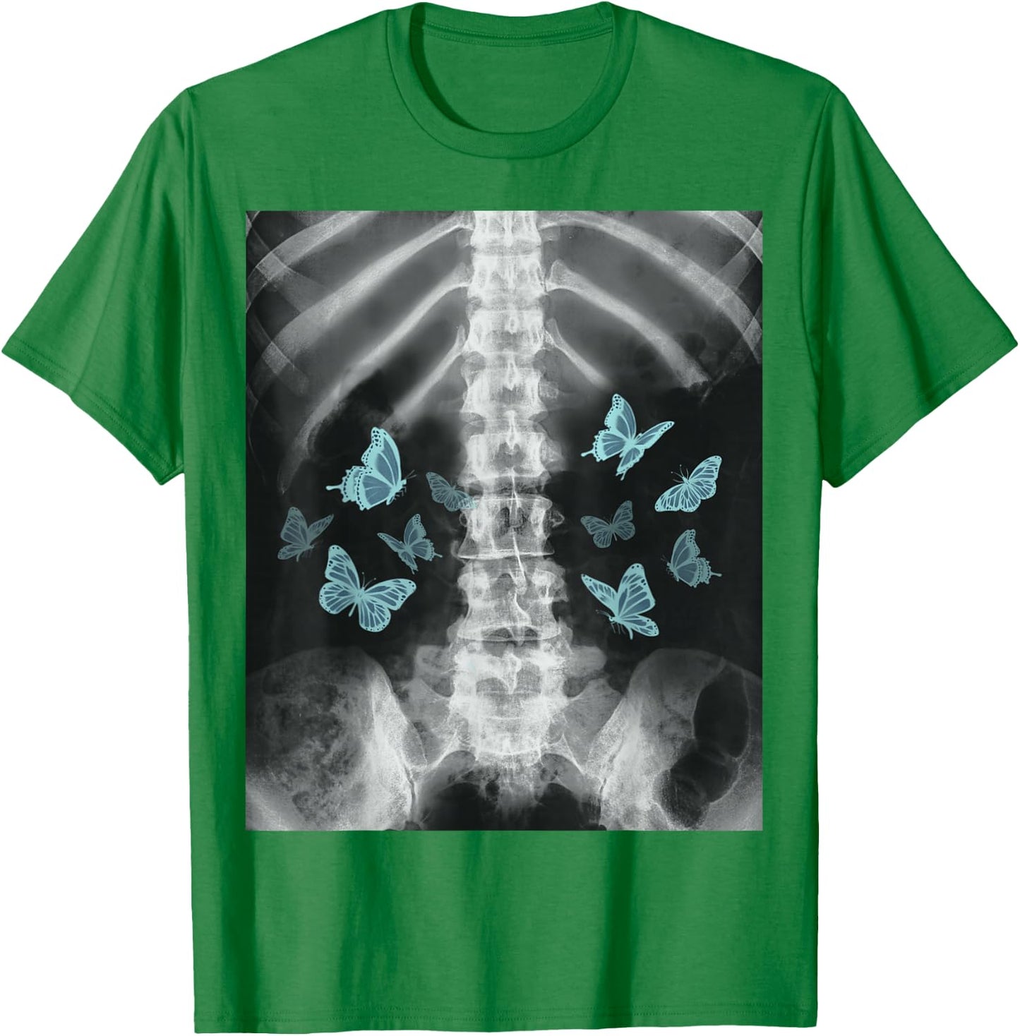 Xray Skeleton Blue Butterfly Egirl y2k Harajuku Dark Grunge T-Shirt - T-Shirt | Irish Green
