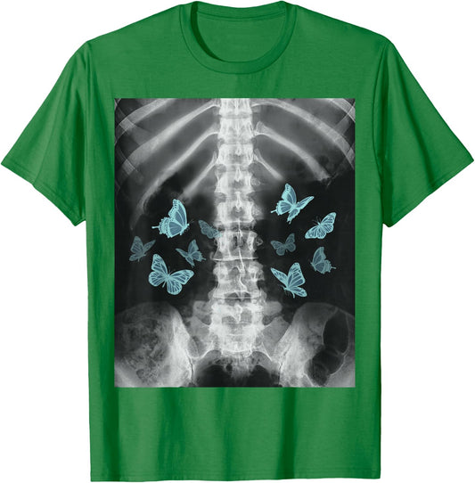 Xray Skeleton Blue Butterfly Egirl y2k Harajuku Dark Grunge T-Shirt - T-Shirt | Irish Green