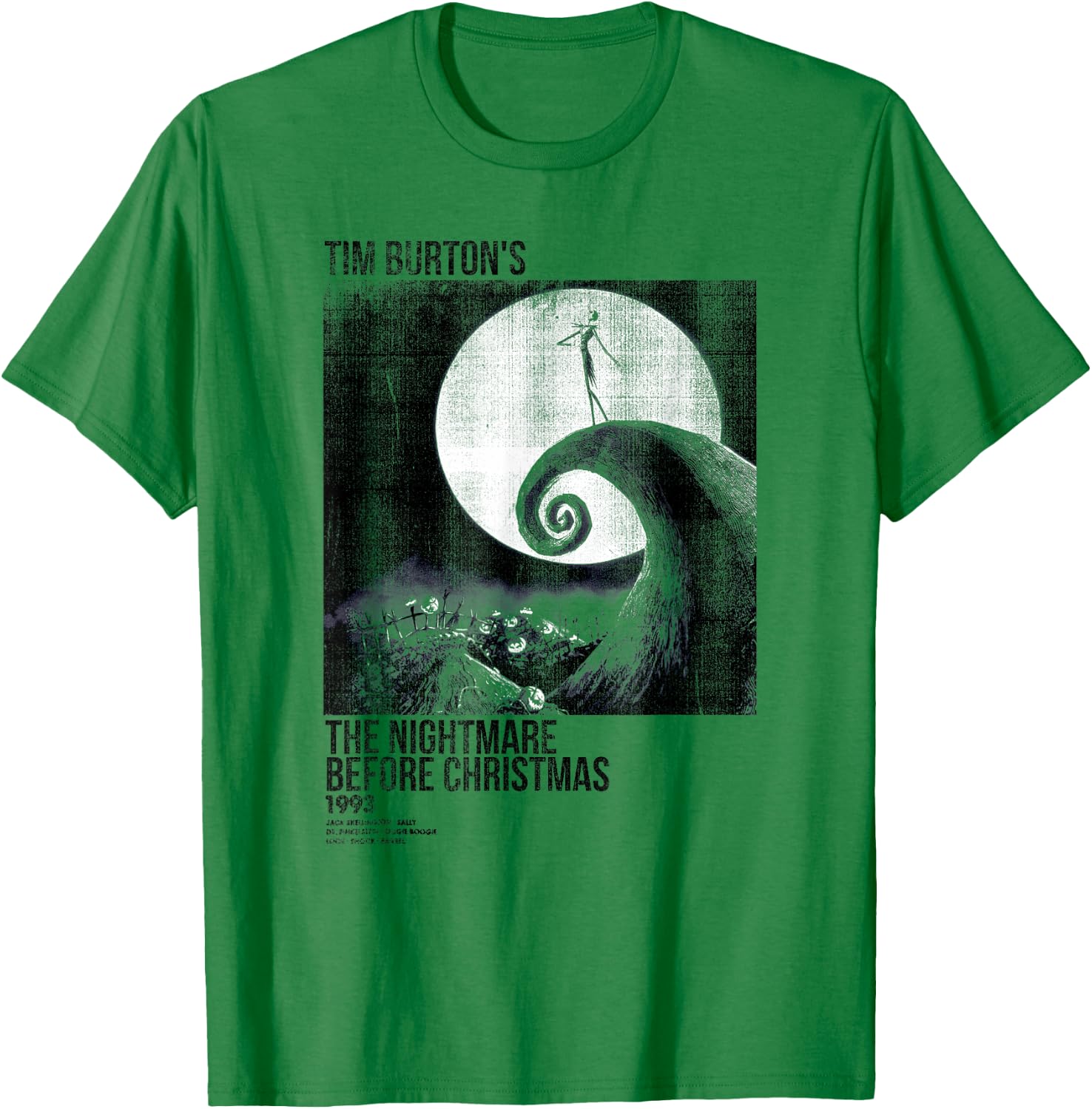 Disney Nightmare Before Christmas Movie Poster Ink Rolled T-Shirt - T-Shirt | Irish Green