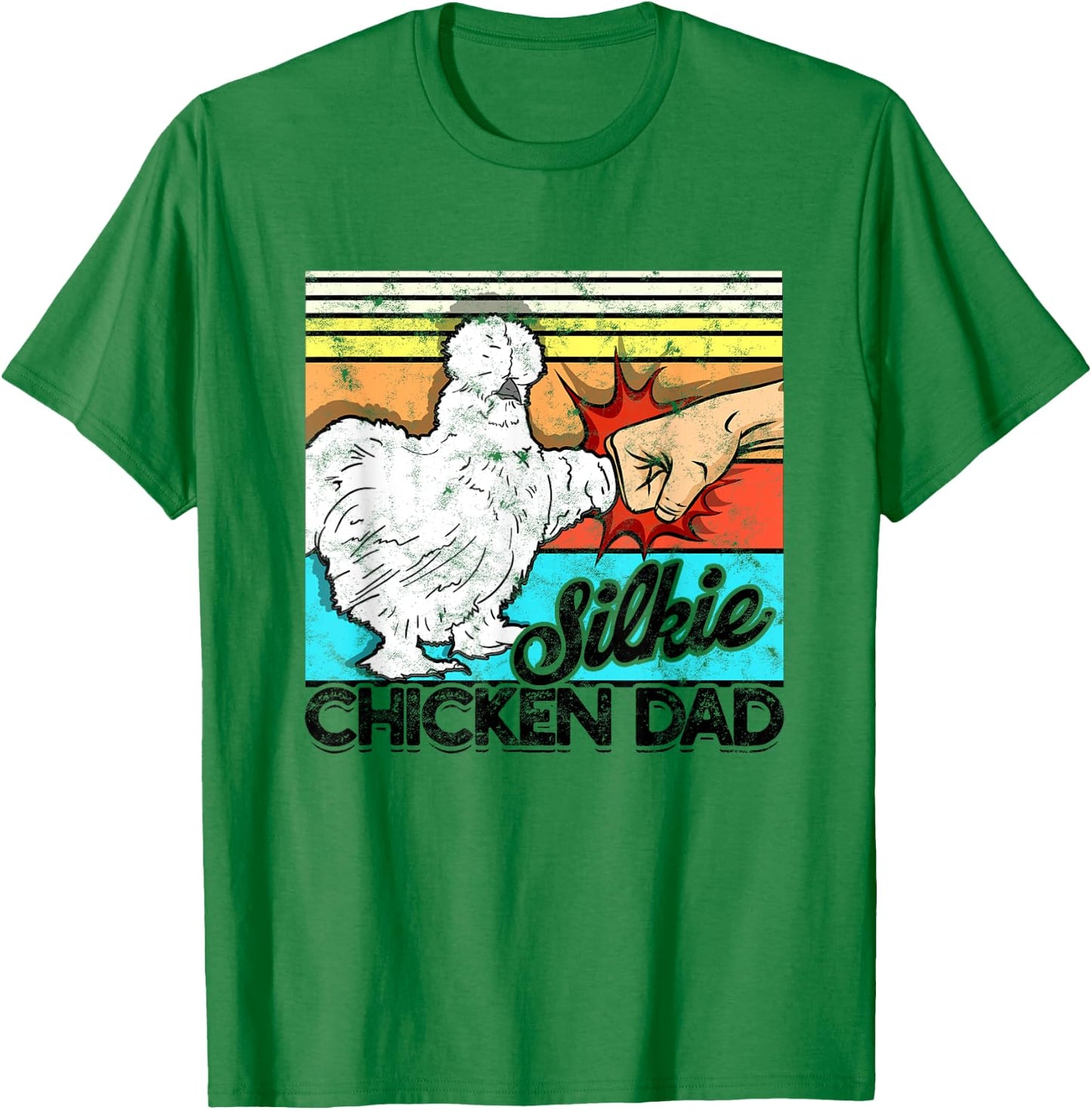 Retro Silkie Chicken Dad Farmer Silky Chickens T-Shirt - T-Shirt | Irish Green