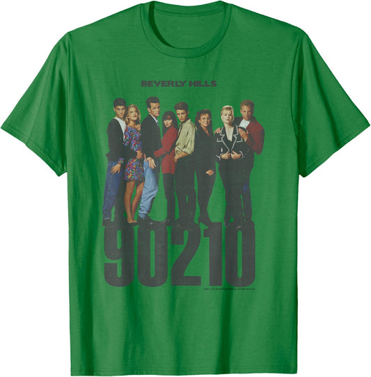 Beverly Hills 90210 Group Shot Cast Line Up T-Shirt - T-Shirt | Irish Green