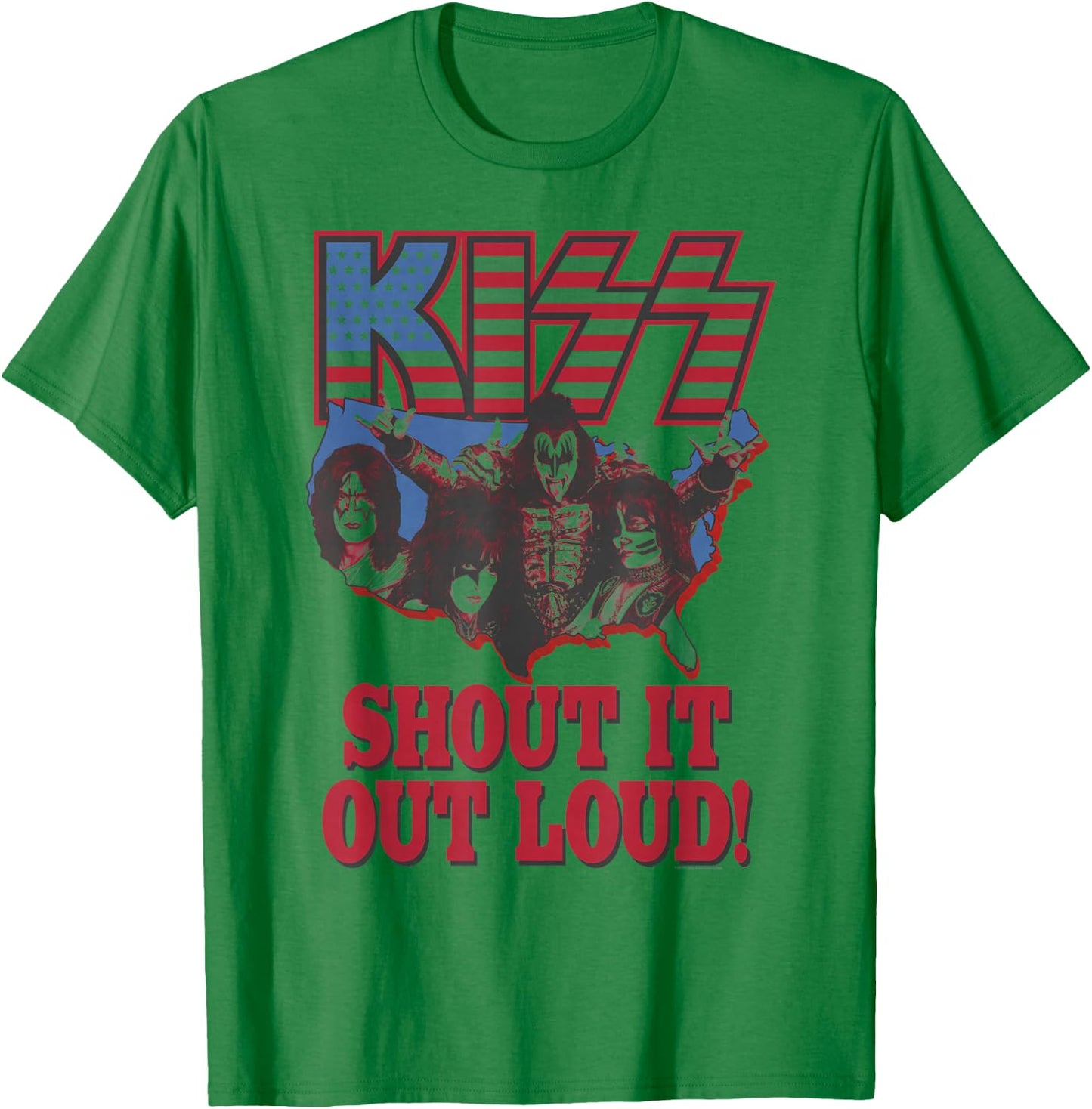 KISS - Shout It Out Loud USA T-Shirt - T-Shirt | Irish Green