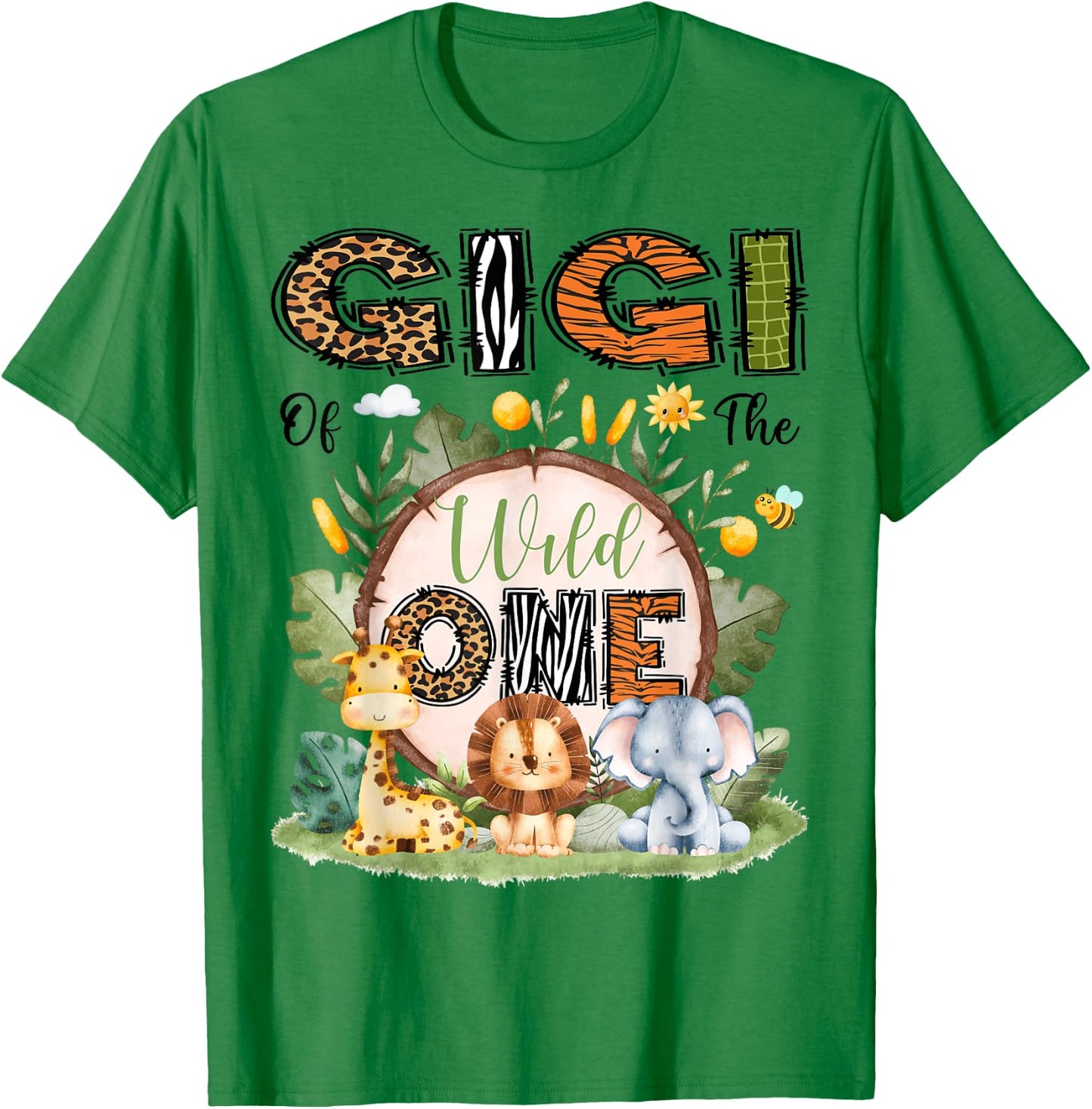 Gigi Of The Wild One 1St Birthday Boy Safari Jungle T-Shirt - T-Shirt | Irish Green