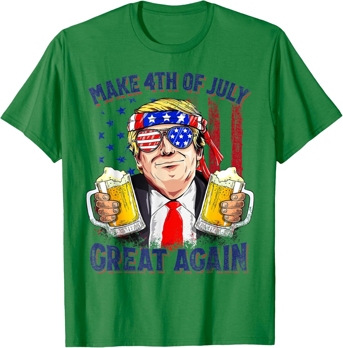Make 4th of July Great Again Funny Trump Men Drinking Beer T-Shirt - T-Shirt | Irish Green