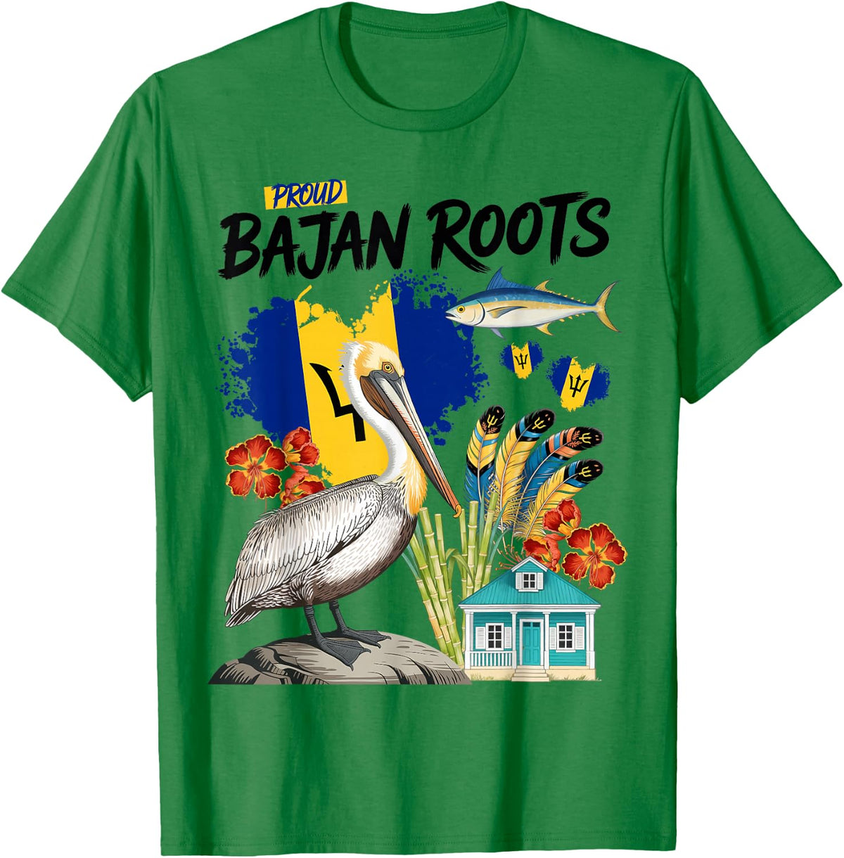 Bajan Flag Costume Outfit Idea & Barbados Themed T-Shirt - T-Shirt | Irish Green