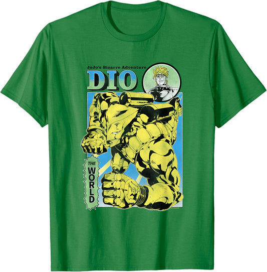 JoJo's Bizarre Adventure Part 3 DIO & The World Illustration T-Shirt - T-Shirt | Irish Green