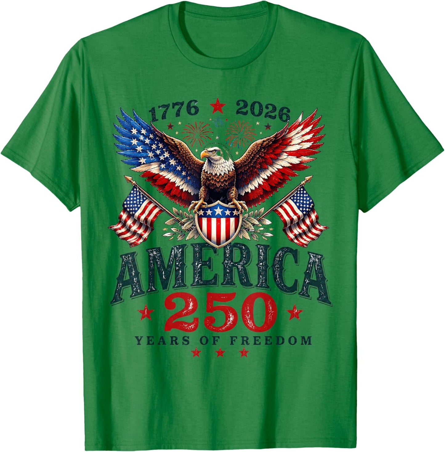 250 Years American 250th Anniversary USA Patriotic 4th July T-Shirt - T-Shirt | Irish Green