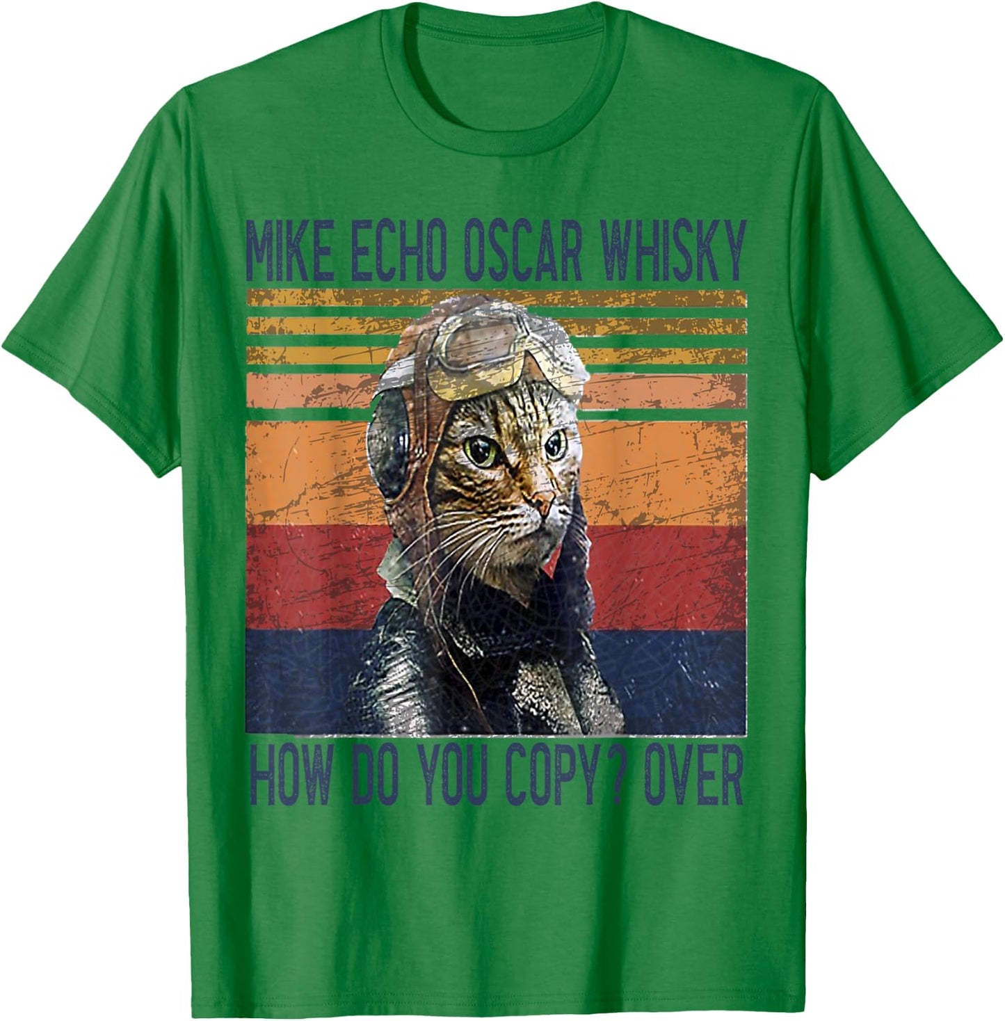 Funny Cat Gift Animals Science lovers Outfits Mike Echo Oscar Whisky How Do You Copy Pilot Kitty Vintage T-Shirt - T-Shirt | Irish Green