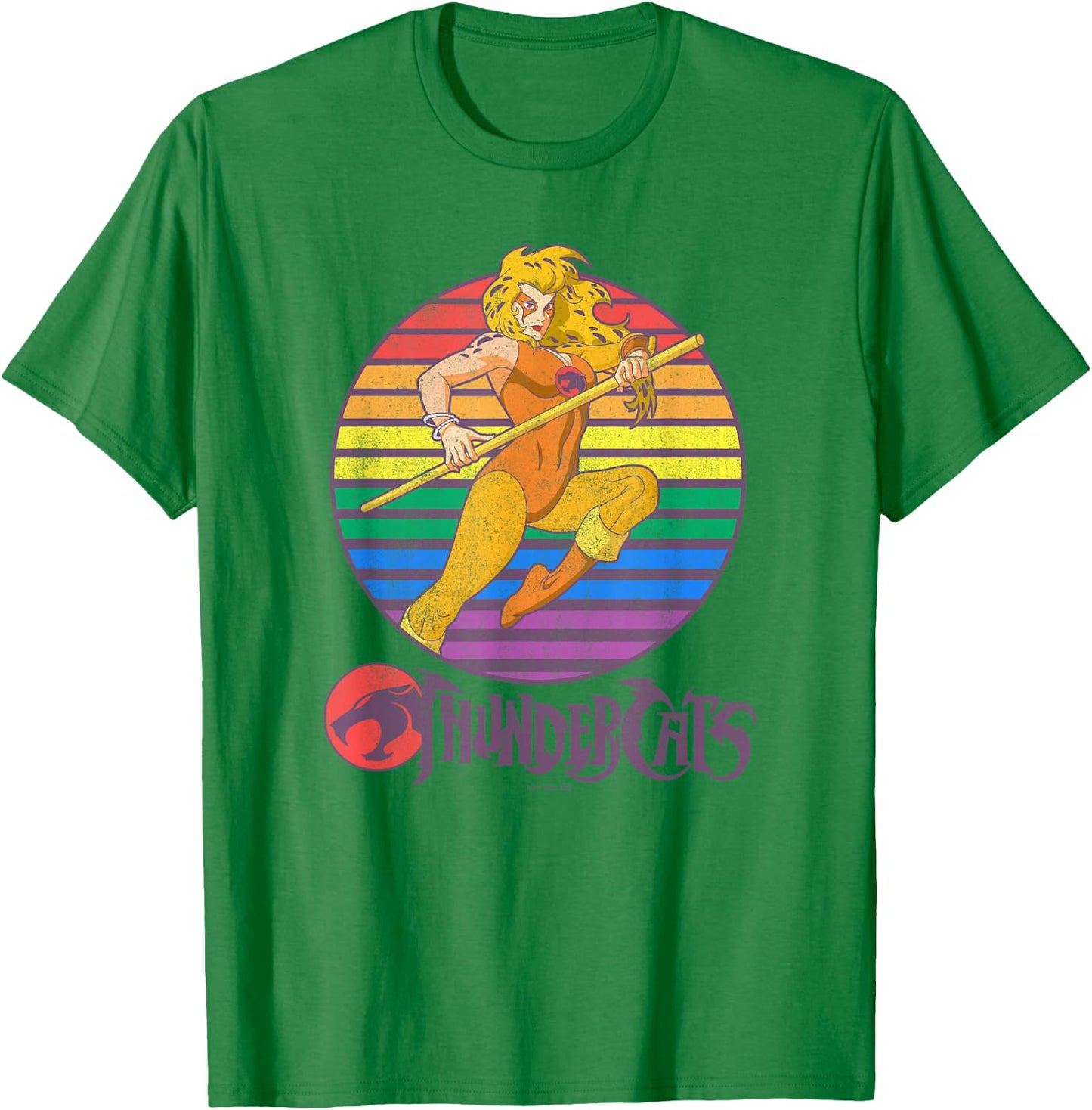 Thundercats Cheetara Rainbow Sunset Poster T-Shirt - T-Shirt | Irish Green
