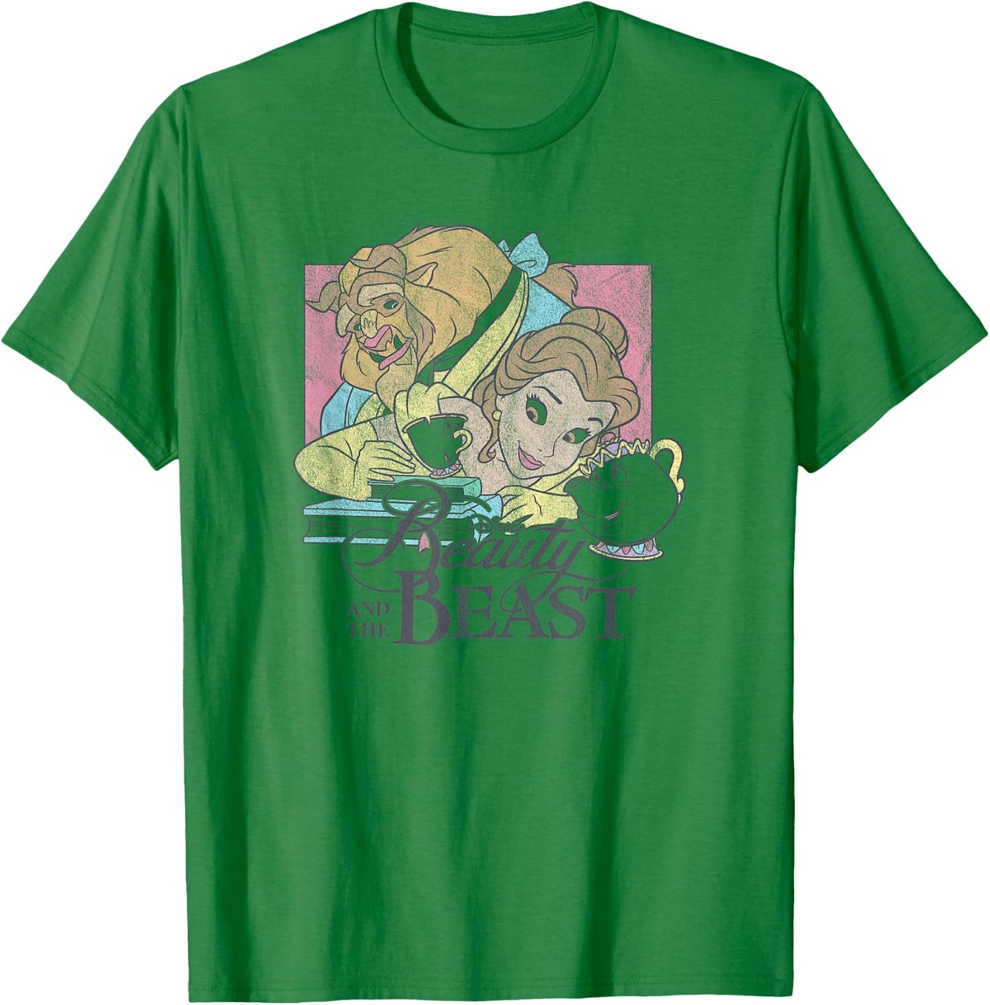 Disney Beauty And The Beast Vintage Group Logo Poster T-Shirt - T-Shirt | Irish Green