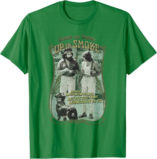 Up in Smoke Cheech and Chong Labrador T-Shirt - T-Shirt | Irish Green