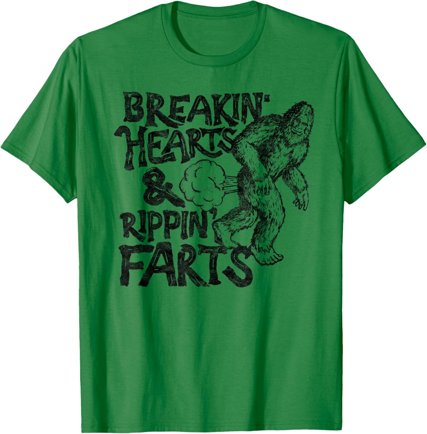Breaking Hearts Ripping Farts! Funny Bigfoot Sasquatch Gas T-Shirt - T-Shirt | Irish Green