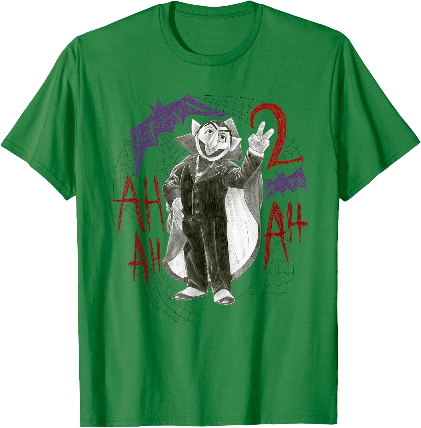 Sesame Street The Count 2Ah Ah T-Shirt - T-Shirt | Irish Green