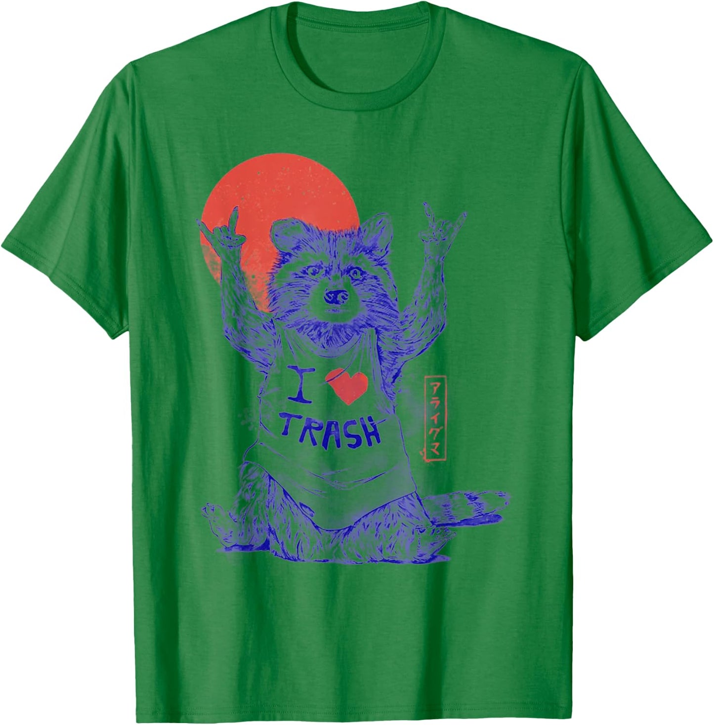 Raccoon I Love Trash Japanese Samurai Garbage Gang T-Shirt - T-Shirt | Irish Green