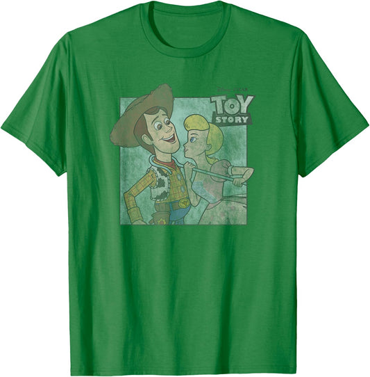 Disney Pixar Toy Story Woody & Bo Peep Retro Look T-Shirt - T-Shirt | Irish Green
